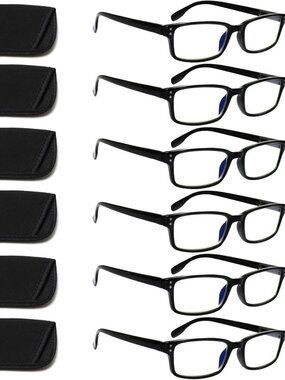 6-Pack Blue Light Blocking Reading Glasses with Spring Hinges for Men & Women